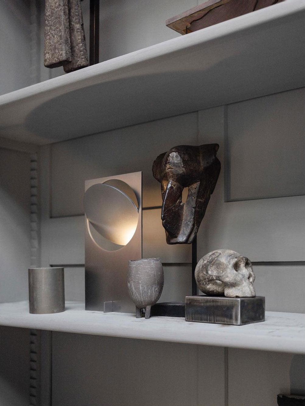 Minimalist Geometric Iron Reading Table Lamp with Adjustable Integrated LED Spotlight