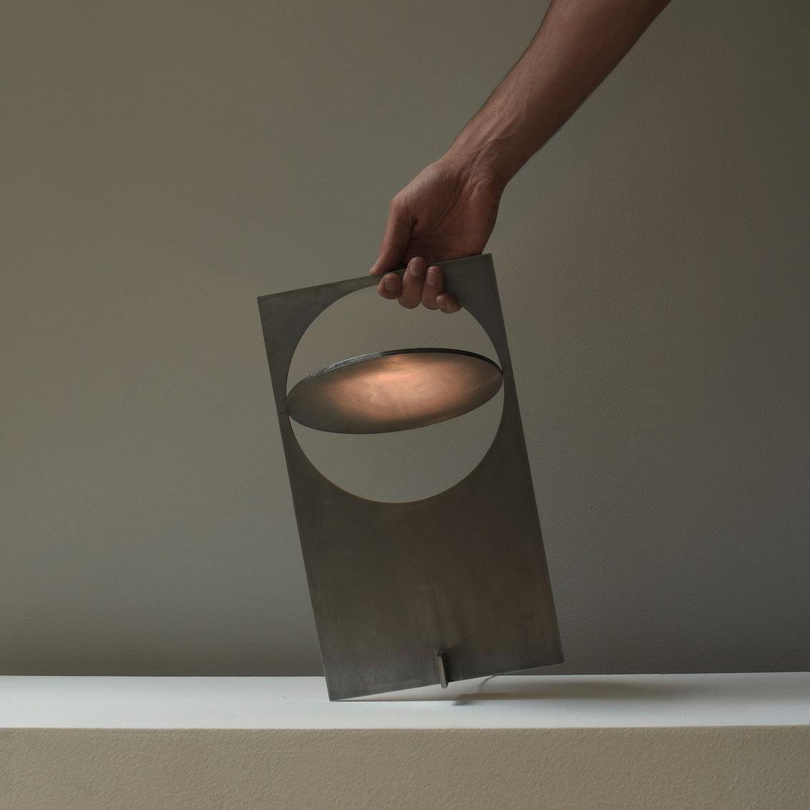 Minimalist Geometric Iron Reading Table Lamp with Adjustable Integrated LED Spotlight
