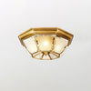 Vintage Style Brass Bowl Flush Mount Ceiling Lamp with Frosted Glass for Indoor Lighting