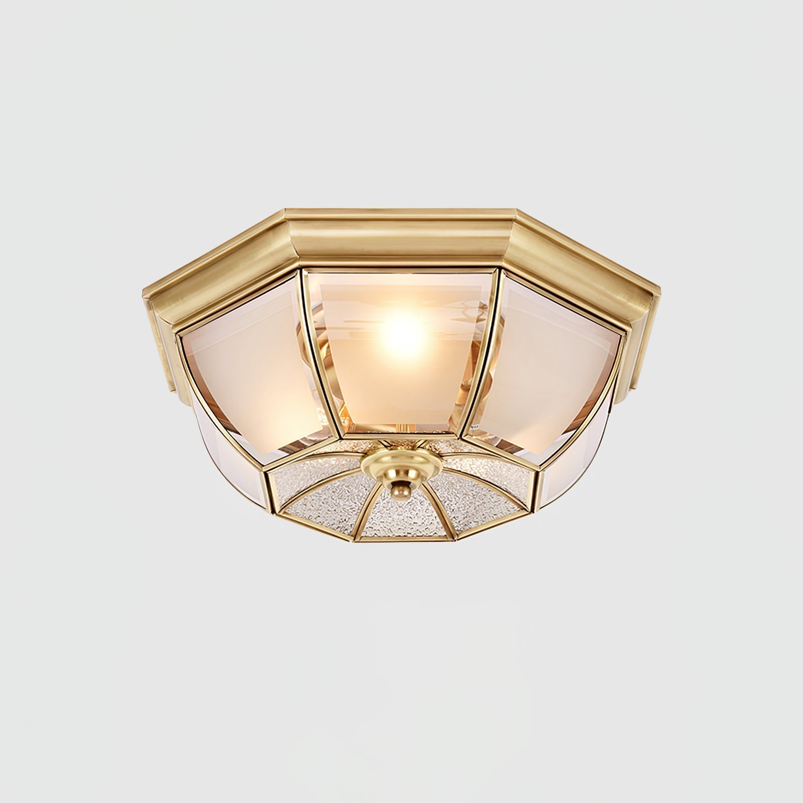 Vintage Style Brass Bowl Flush Mount Ceiling Lamp with Frosted Glass for Indoor Lighting