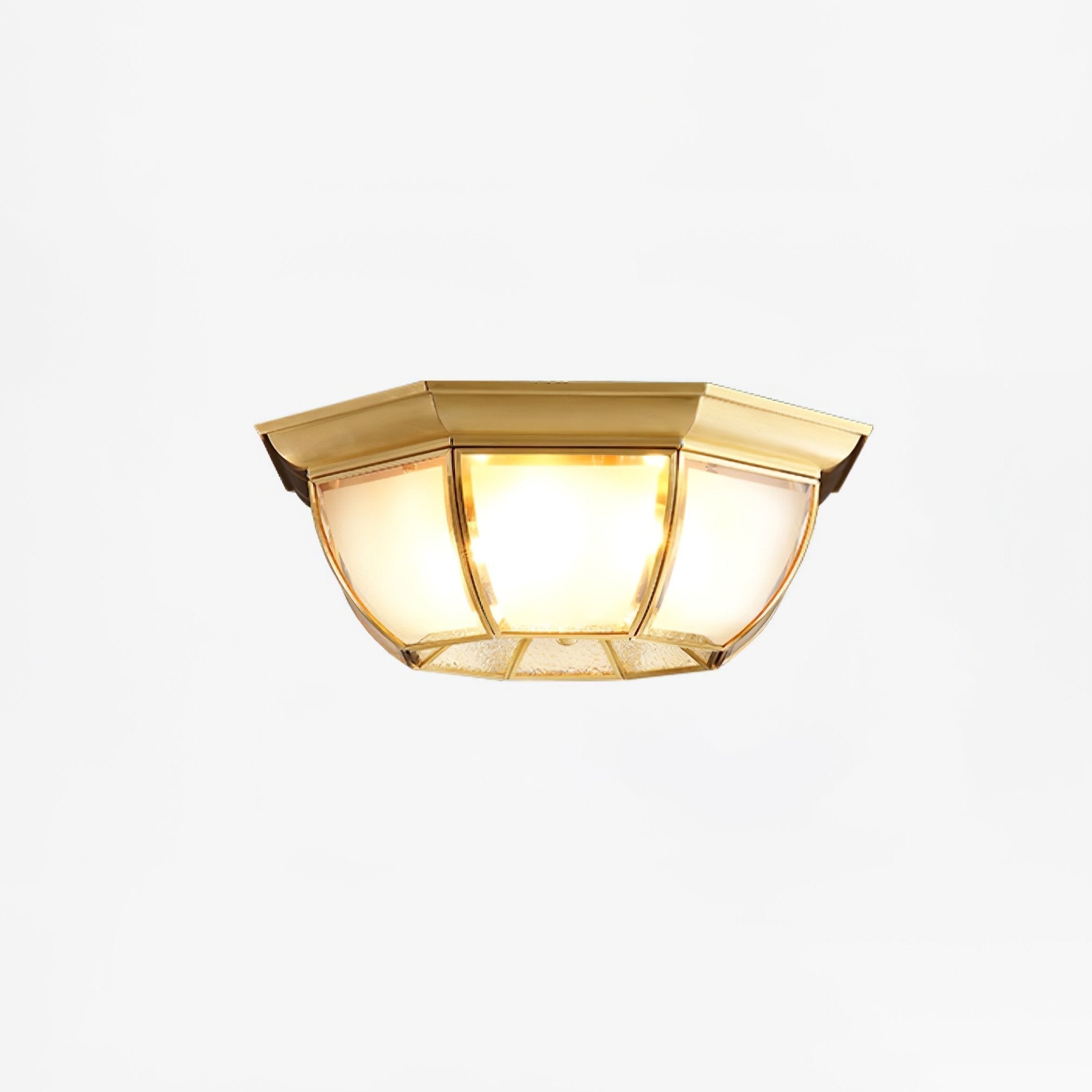 Vintage Style Brass Bowl Flush Mount Ceiling Lamp with Frosted Glass for Indoor Lighting