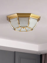 Vintage Style Brass Bowl Flush Mount Ceiling Lamp with Frosted Glass for Indoor Lighting