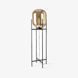 Modern Oda Hand Blown Glass Floor Lamp with Metal Base for Contemporary Home Decor