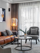 Modern Oda Hand Blown Glass Floor Lamp with Metal Base for Contemporary Home Decor