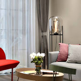 Modern Oda Hand Blown Glass Floor Lamp with Metal Base for Contemporary Home Decor