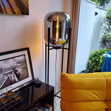 Modern Oda Hand Blown Glass Floor Lamp with Metal Base for Contemporary Home Decor