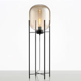 Modern Oda Hand Blown Glass Floor Lamp with Metal Base for Contemporary Home Decor