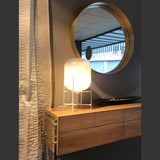 Hand Blown Glass Oda Table Lamp with Metal Base Industrial Accent Light for Living Room