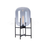 Hand Blown Glass Oda Table Lamp with Metal Base Industrial Accent Light for Living Room