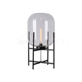 Hand Blown Glass Oda Table Lamp with Metal Base Industrial Accent Light for Living Room