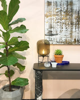 Hand Blown Glass Oda Table Lamp with Metal Base Industrial Accent Light for Living Room