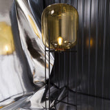 Modern Oda Hand Blown Glass Floor Lamp with Metal Base for Contemporary Home Decor