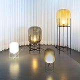 Modern Oda Hand Blown Glass Floor Lamp with Metal Base for Contemporary Home Decor