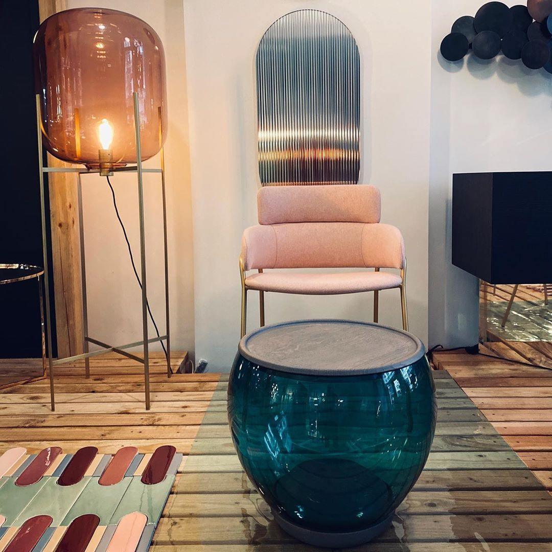 Modern Oda Hand Blown Glass Floor Lamp with Metal Base for Contemporary Home Decor