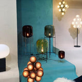 Modern Oda Hand Blown Glass Floor Lamp with Metal Base for Contemporary Home Decor