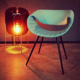 Modern Oda Hand Blown Glass Floor Lamp with Metal Base for Contemporary Home Decor