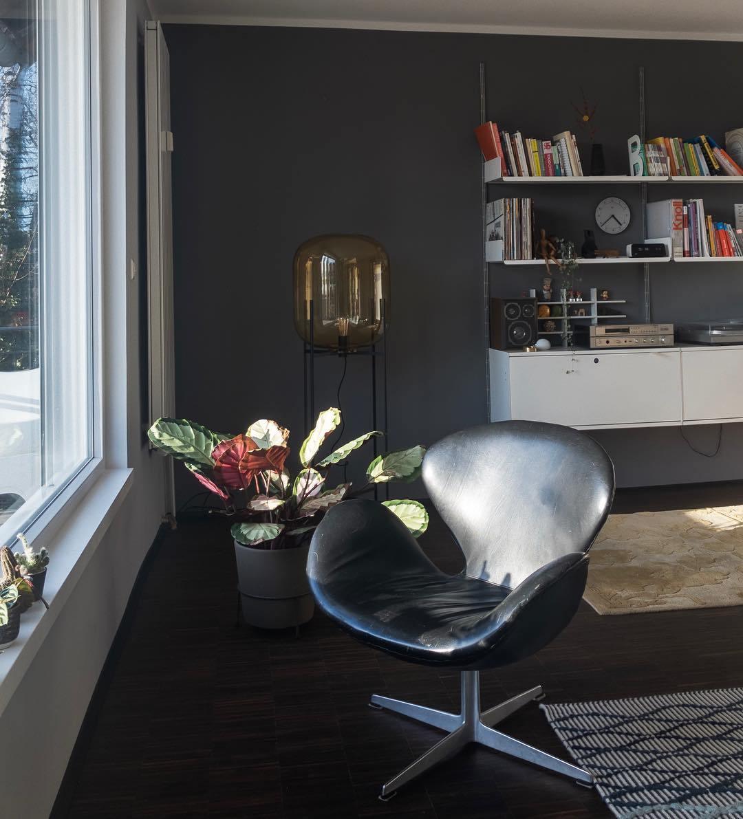 Modern Oda Hand Blown Glass Floor Lamp with Metal Base for Contemporary Home Decor