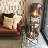 Modern Oda Hand Blown Glass Floor Lamp with Metal Base for Contemporary Home Decor