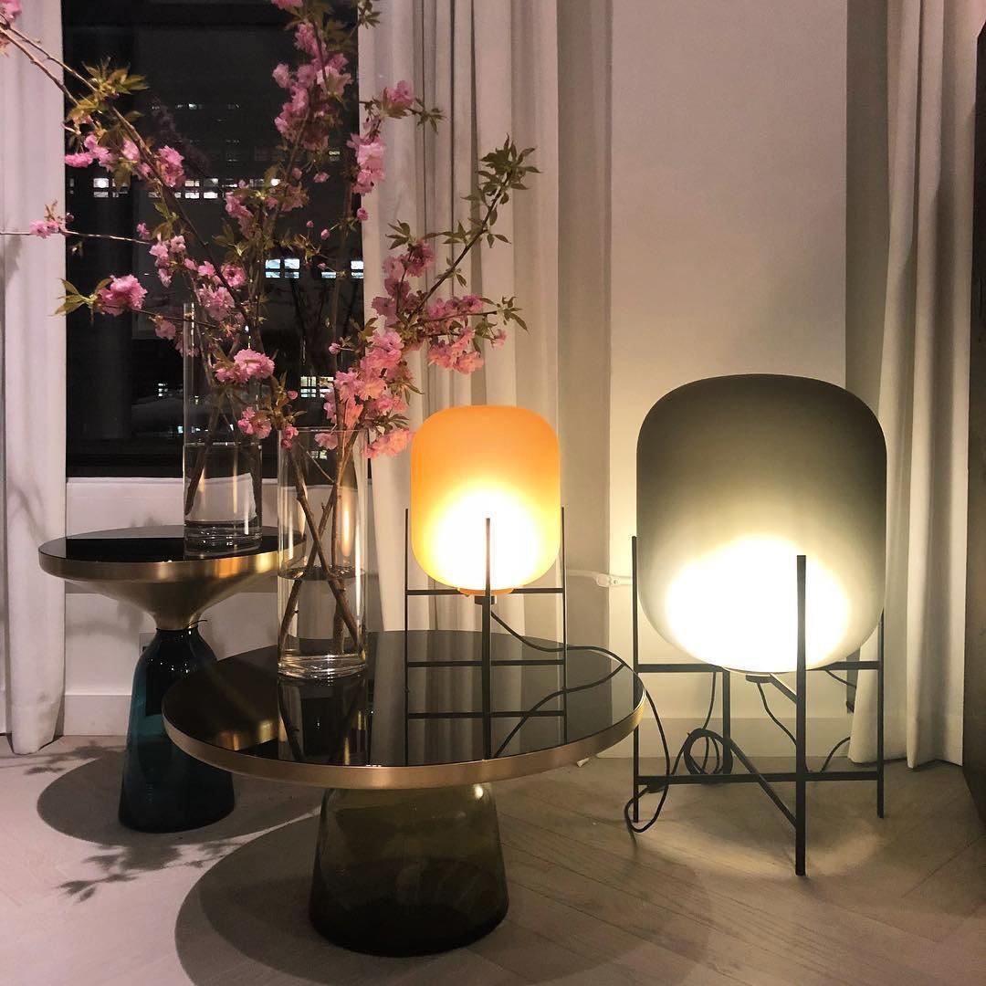 Modern Oda Hand Blown Glass Floor Lamp with Metal Base for Contemporary Home Decor
