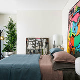 Modern Oda Hand Blown Glass Floor Lamp with Metal Base for Contemporary Home Decor