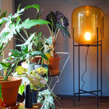 Modern Oda Hand Blown Glass Floor Lamp with Metal Base for Contemporary Home Decor