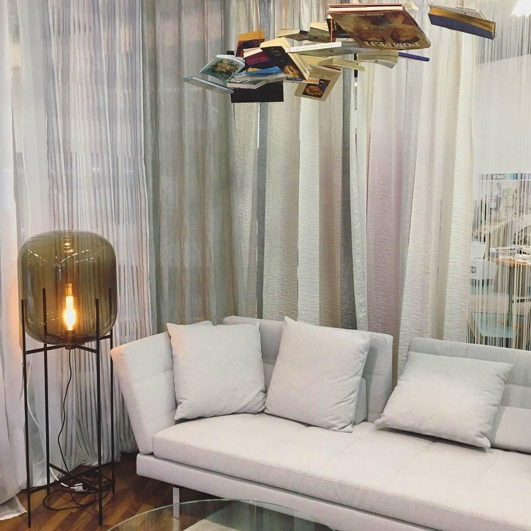 Modern Oda Hand Blown Glass Floor Lamp with Metal Base for Contemporary Home Decor