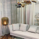 Modern Oda Hand Blown Glass Floor Lamp with Metal Base for Contemporary Home Decor