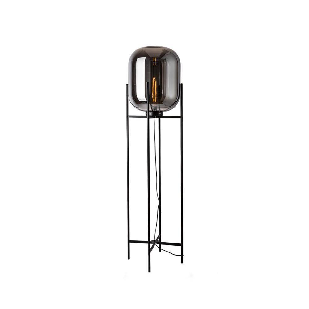 Modern Oda Hand Blown Glass Floor Lamp with Metal Base for Contemporary Home Decor