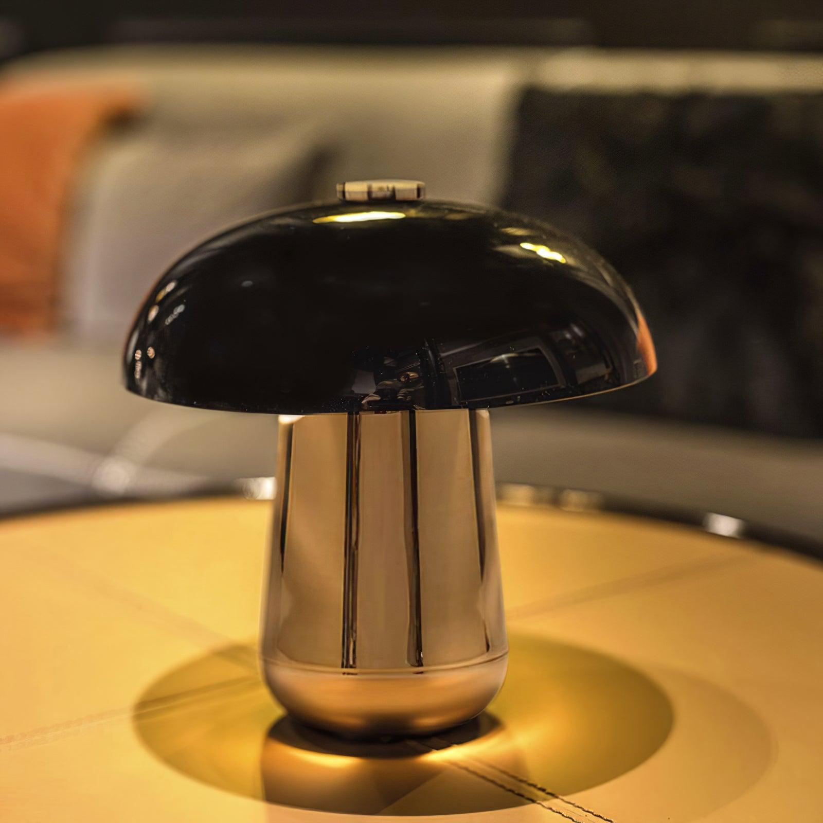 Modern Mushroom Metal Accent Table Lamp for Bedroom and Living Room