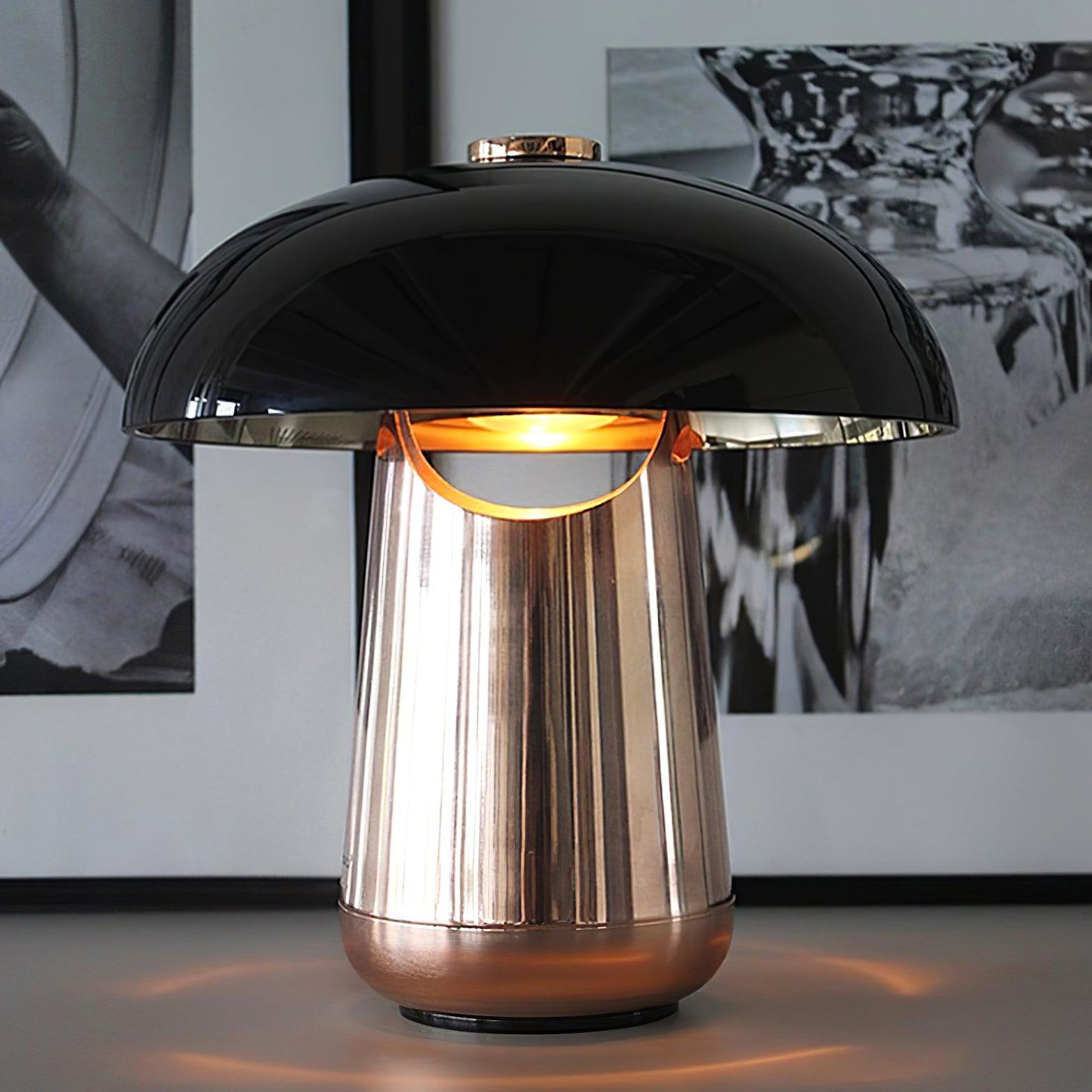 Modern Mushroom Metal Accent Table Lamp for Bedroom and Living Room