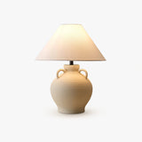 Rustic Wine Pot Ceramic Table Lamp with Fabric Shade for Living Room and Bedroom