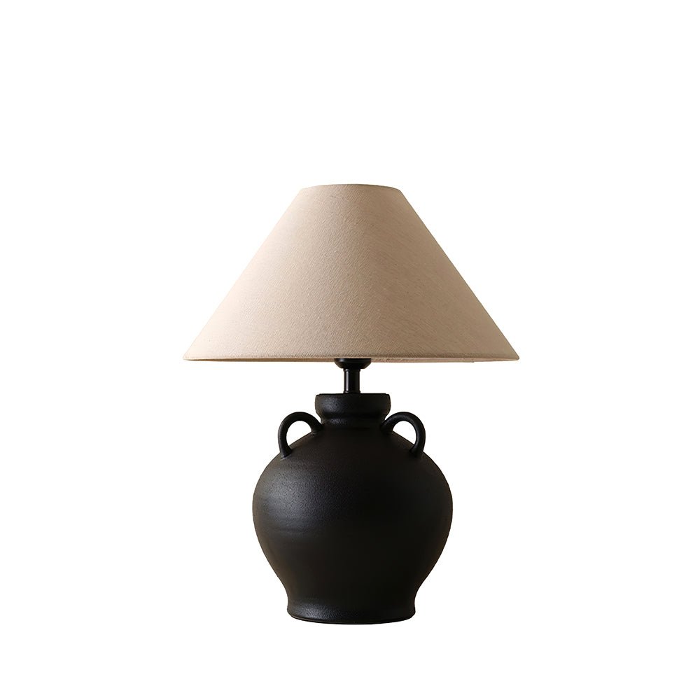Rustic Wine Pot Ceramic Table Lamp with Fabric Shade for Living Room and Bedroom