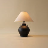 Rustic Wine Pot Ceramic Table Lamp with Fabric Shade for Living Room and Bedroom