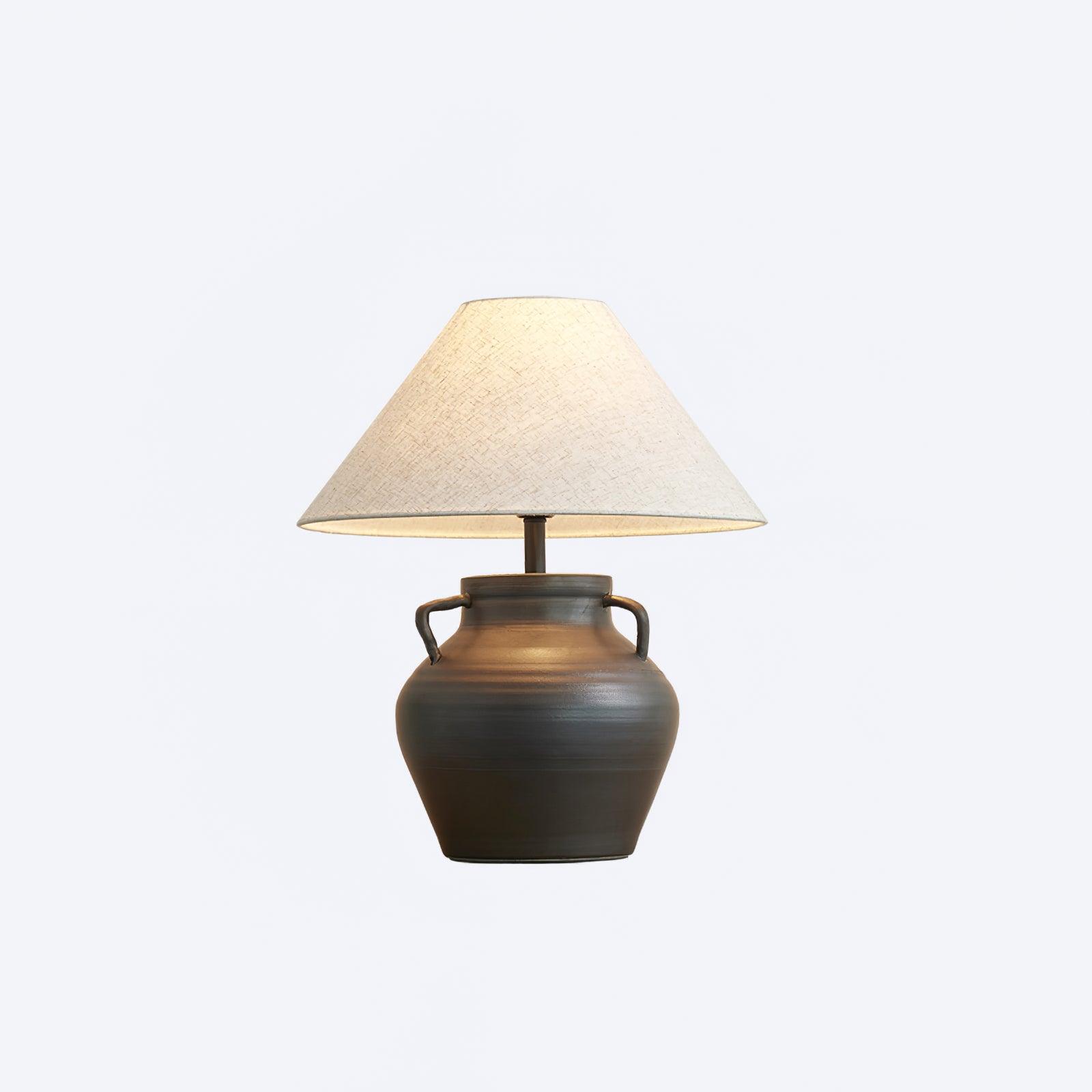 Ceramic Old Wine Pot Table Lamp Rustic Handcrafted Desk Light for Bedroom and Living Room