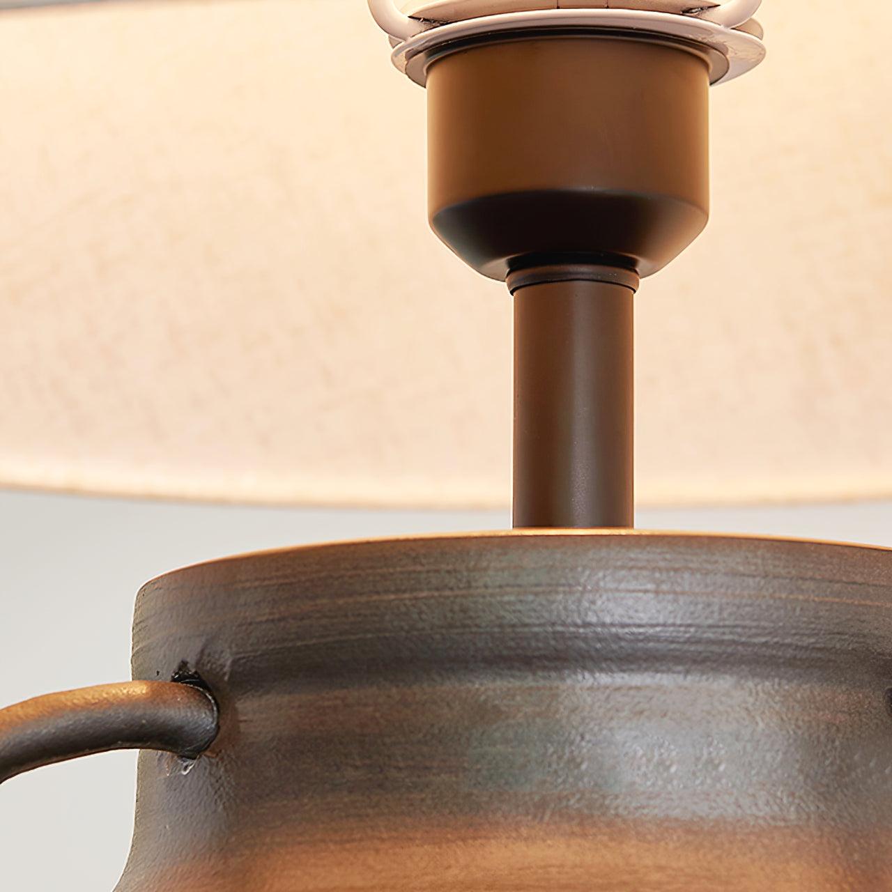 Ceramic Old Wine Pot Table Lamp Rustic Handcrafted Desk Light for Bedroom and Living Room