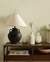 Rustic Wine Pot Ceramic Table Lamp with Fabric Shade for Living Room and Bedroom
