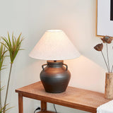Ceramic Old Wine Pot Table Lamp Rustic Handcrafted Desk Light for Bedroom and Living Room