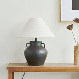 Ceramic Old Wine Pot Table Lamp Rustic Handcrafted Desk Light for Bedroom and Living Room