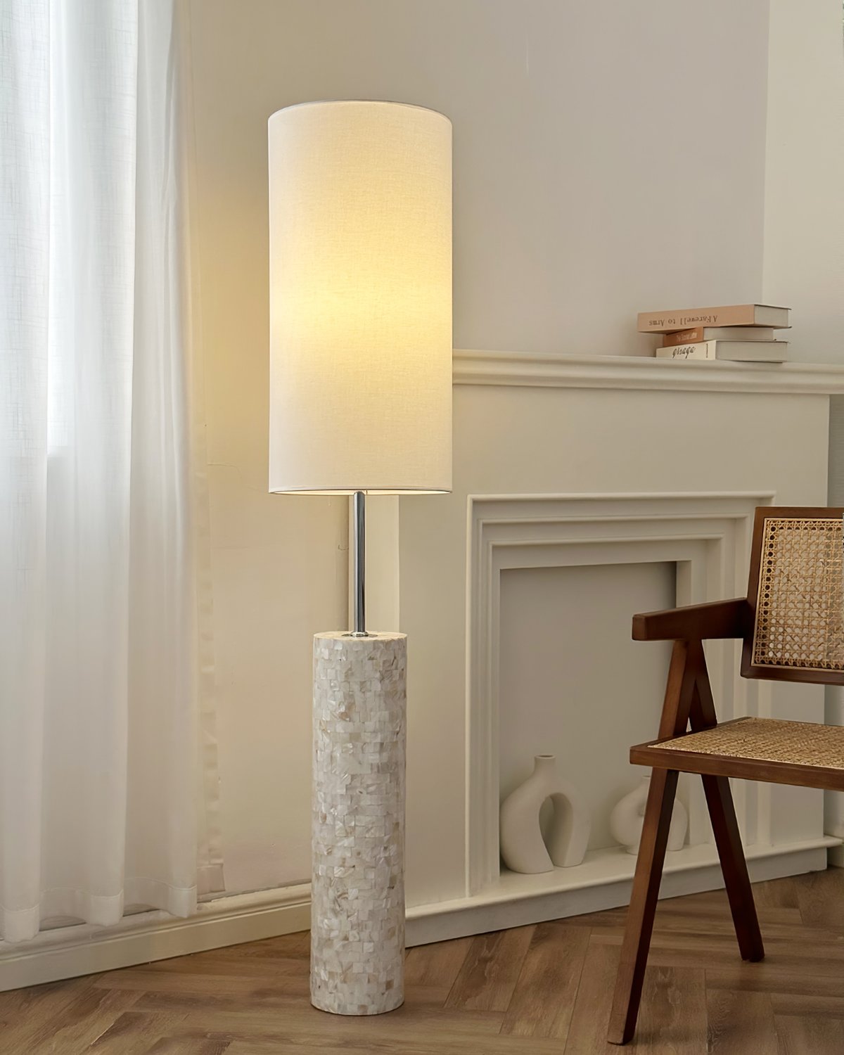 ollie-modern-textured-glass-floor-lamp-with-tall-white-fabric-shade-and-foot-switch-in-chrome-finish