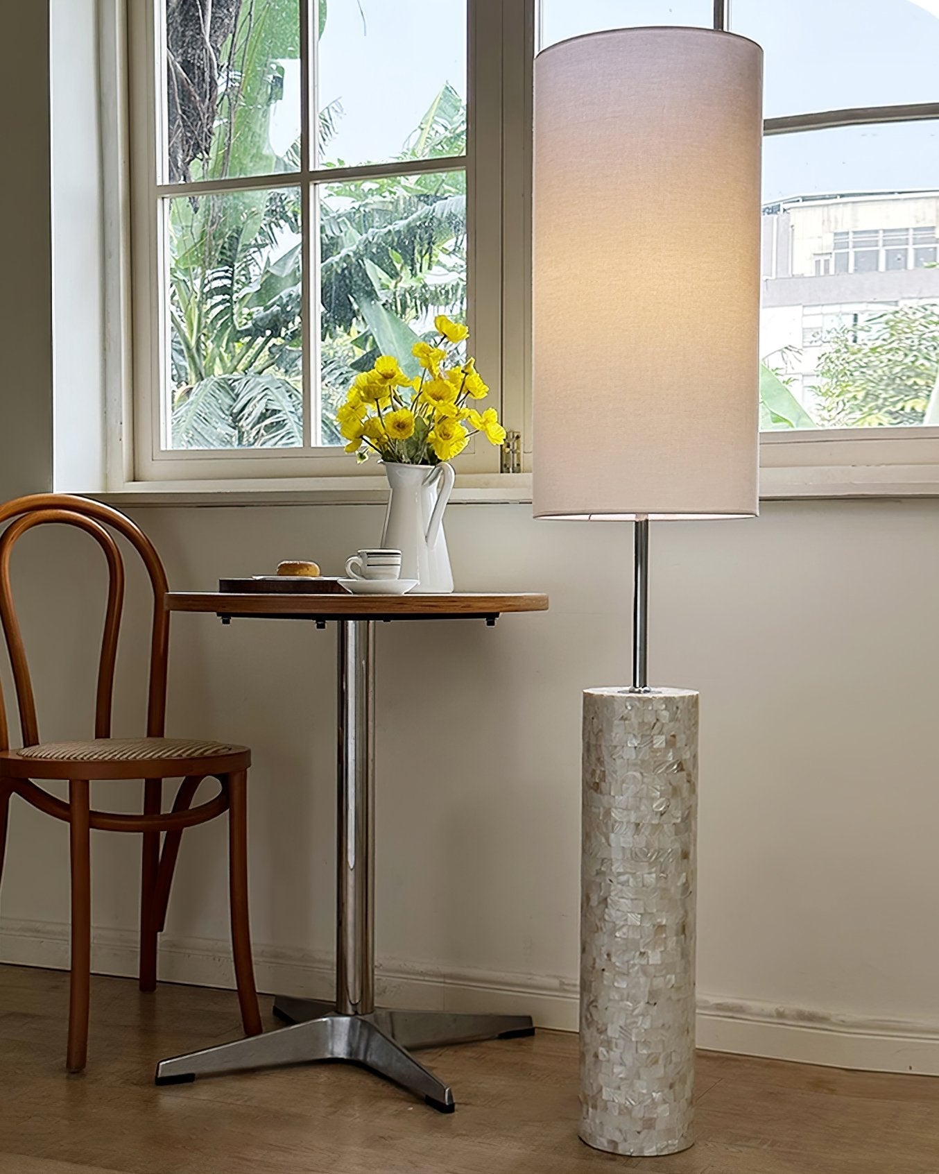 ollie-modern-textured-glass-floor-lamp-with-tall-white-fabric-shade-and-foot-switch-in-chrome-finish