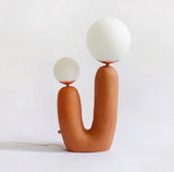 Modern Geometric Resin and Glass Table Lamp with Contemporary Sculptural Design