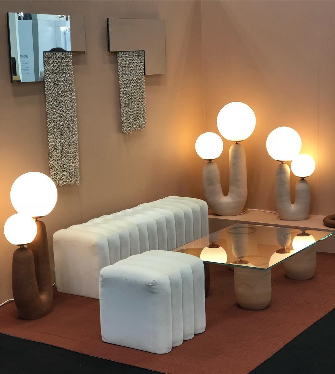 Modern Geometric Resin and Glass Table Lamp with Contemporary Sculptural Design