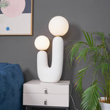 Modern Handmade Ceramic Task Lamp with Glass Shade and Copper Dimmer Dial
