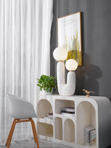 Modern Handmade Ceramic Task Lamp with Glass Shade and Copper Dimmer Dial