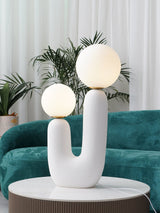 Modern Handmade Ceramic Task Lamp with Glass Shade and Copper Dimmer Dial