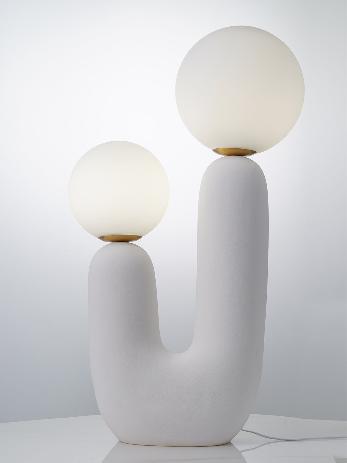 Modern Handmade Ceramic Task Lamp with Glass Shade and Copper Dimmer Dial