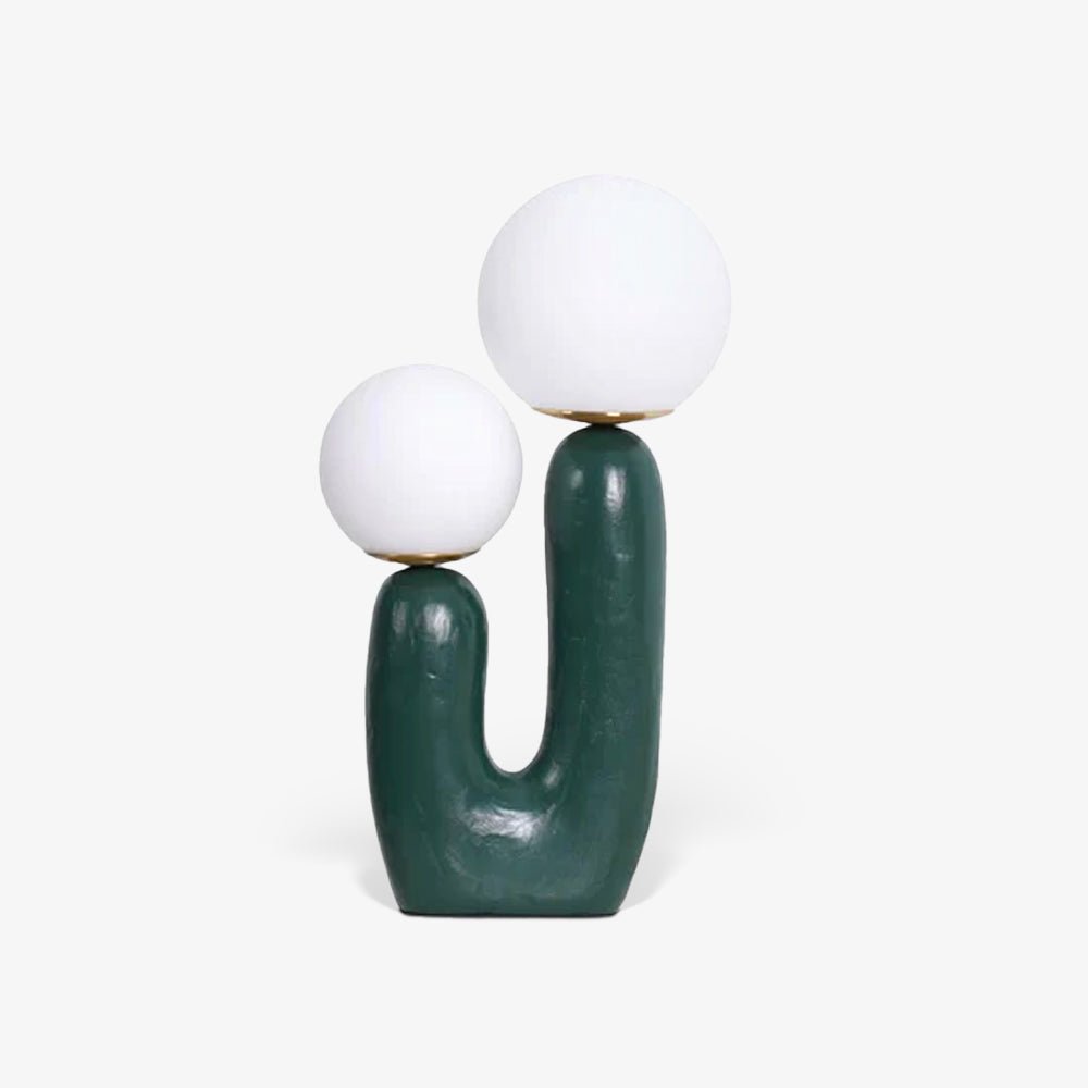 Modern Rough Resin Table Lamp with White Glass Globe Shade for Interior Decor