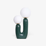 Modern Rough Resin Table Lamp with White Glass Globe Shade for Interior Decor