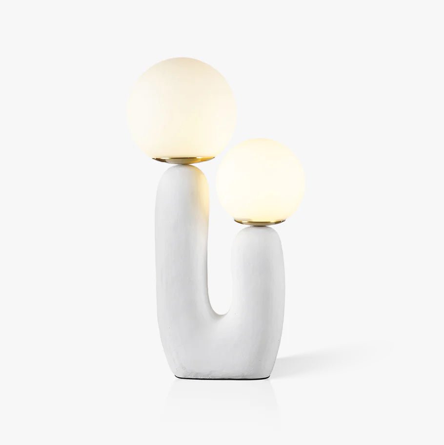 Modern Geometric Resin and Glass Table Lamp with Contemporary Sculptural Design