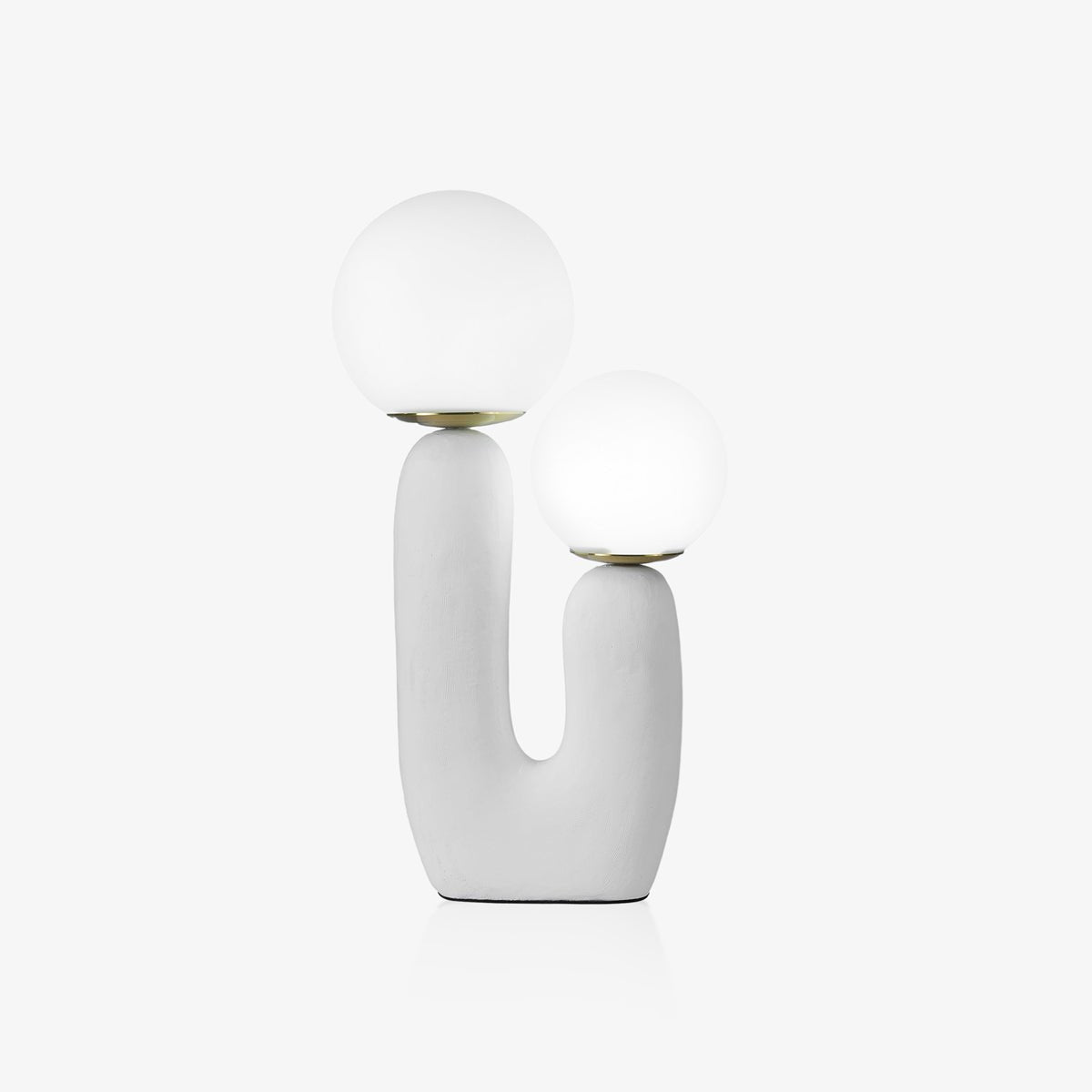 Modern Rough Resin Table Lamp with White Glass Globe Shade for Interior Decor